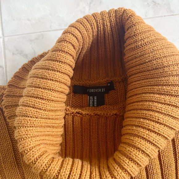 NEW Forever 21 Rib Knit Turtleneck Burnt Orange Cropped Sweater Women Medium (M) - Picture 3 of 4